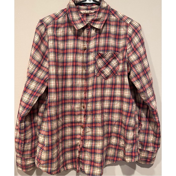 I Love H81 Pink Plaid Flannel Long Sleeved Buttoned Down Shirt - Picture 14 of 16